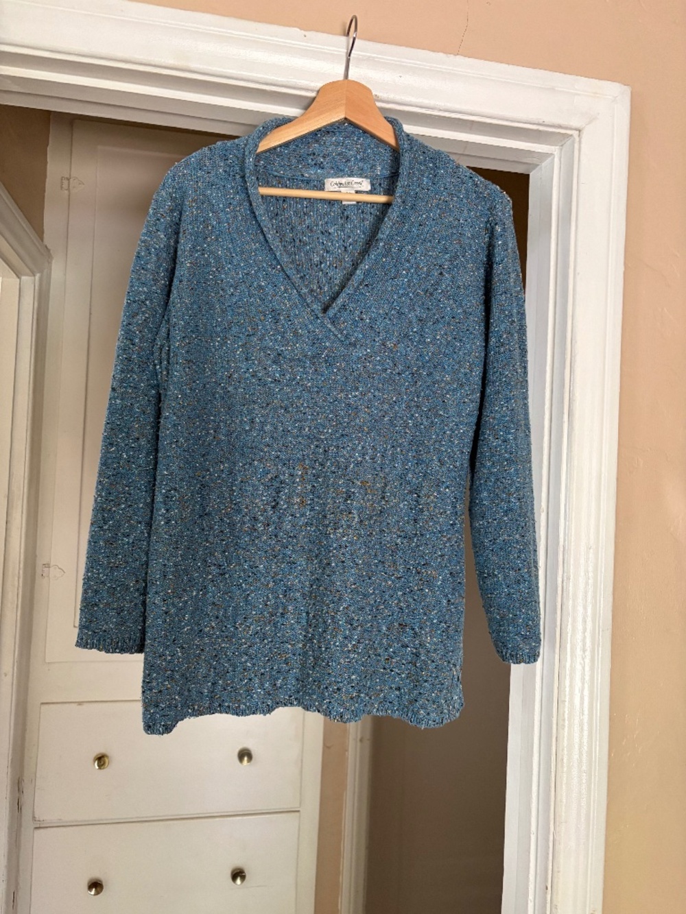 Coldwater Creek Blue Speckled Sweater | Size 2X | V-Neck | Cozy Knit